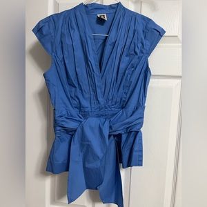 Ann Klein Sleeveless blue pleated top, size 6
